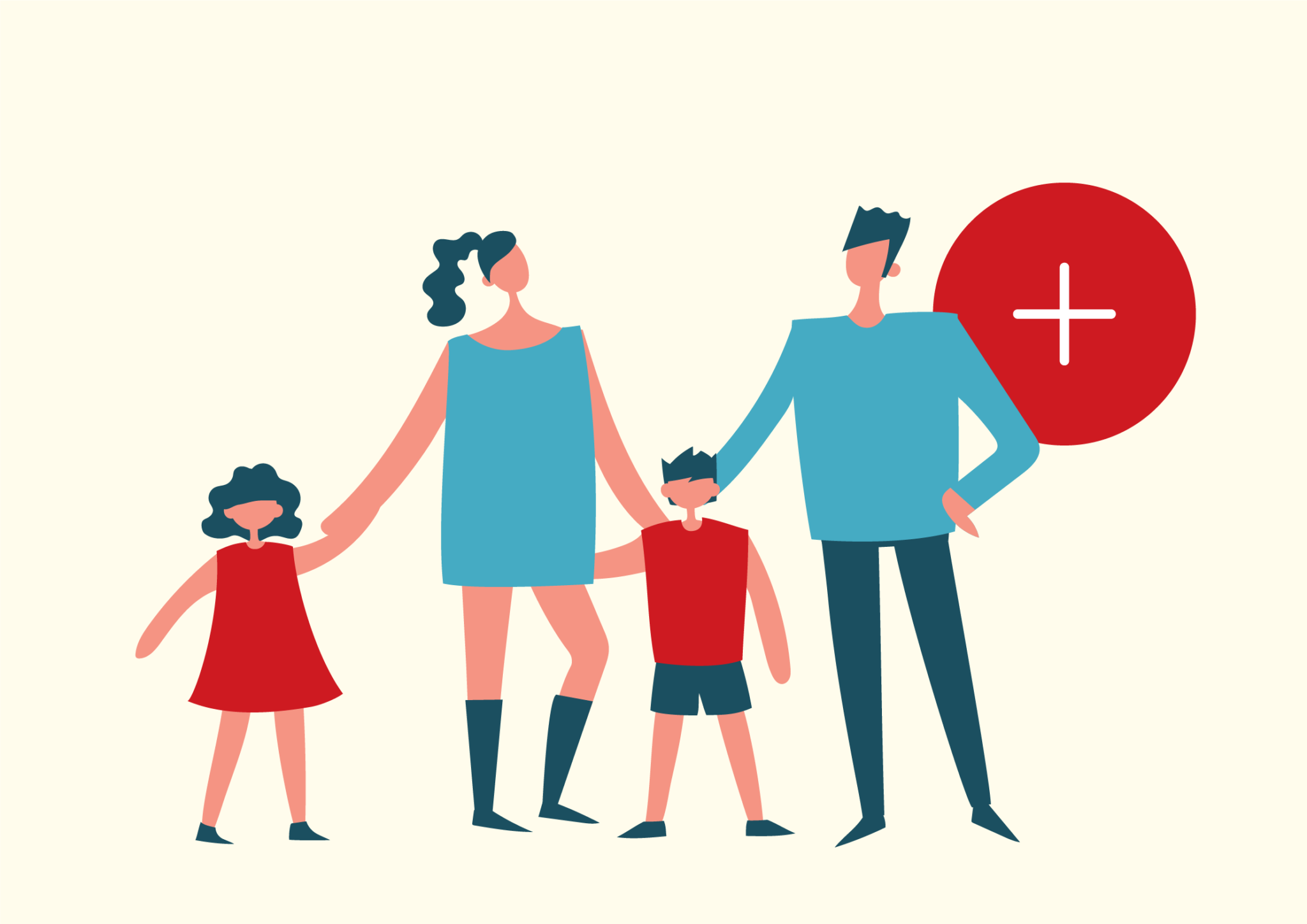 Illustrasjon av familie – to voksne og to barn